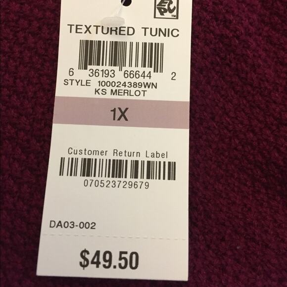 Karen Scott Cotton Scoop Neck Tunic Sweater-1X - Picture 2 of 3